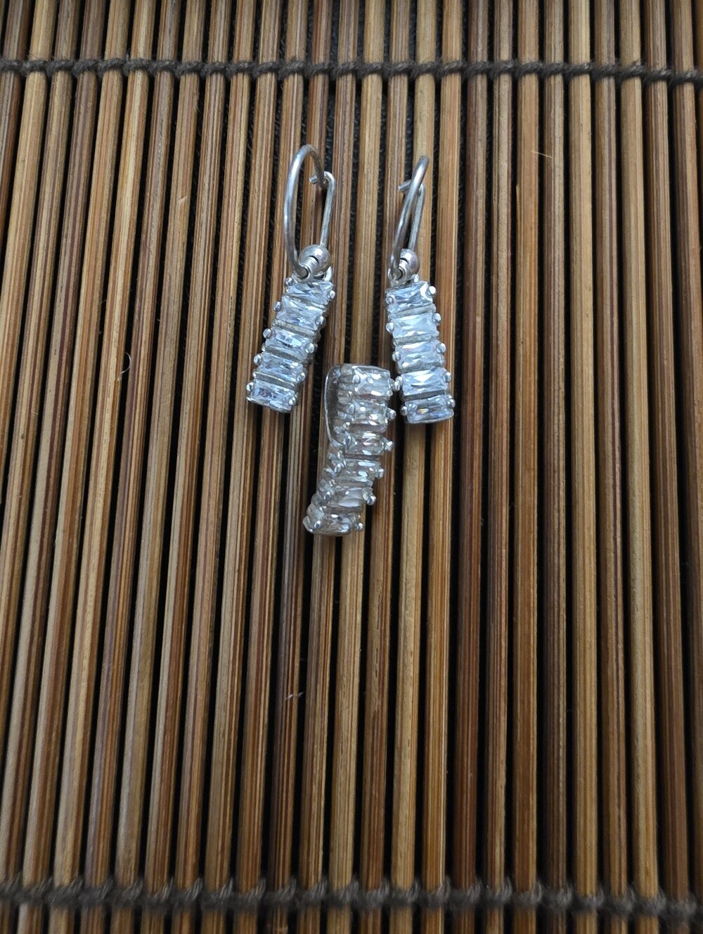 Sterling Silver CZ Pendant, Earrings Set (Vintage)